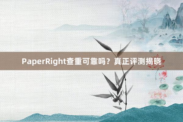PaperRight查重可靠吗？真正评测揭晓
